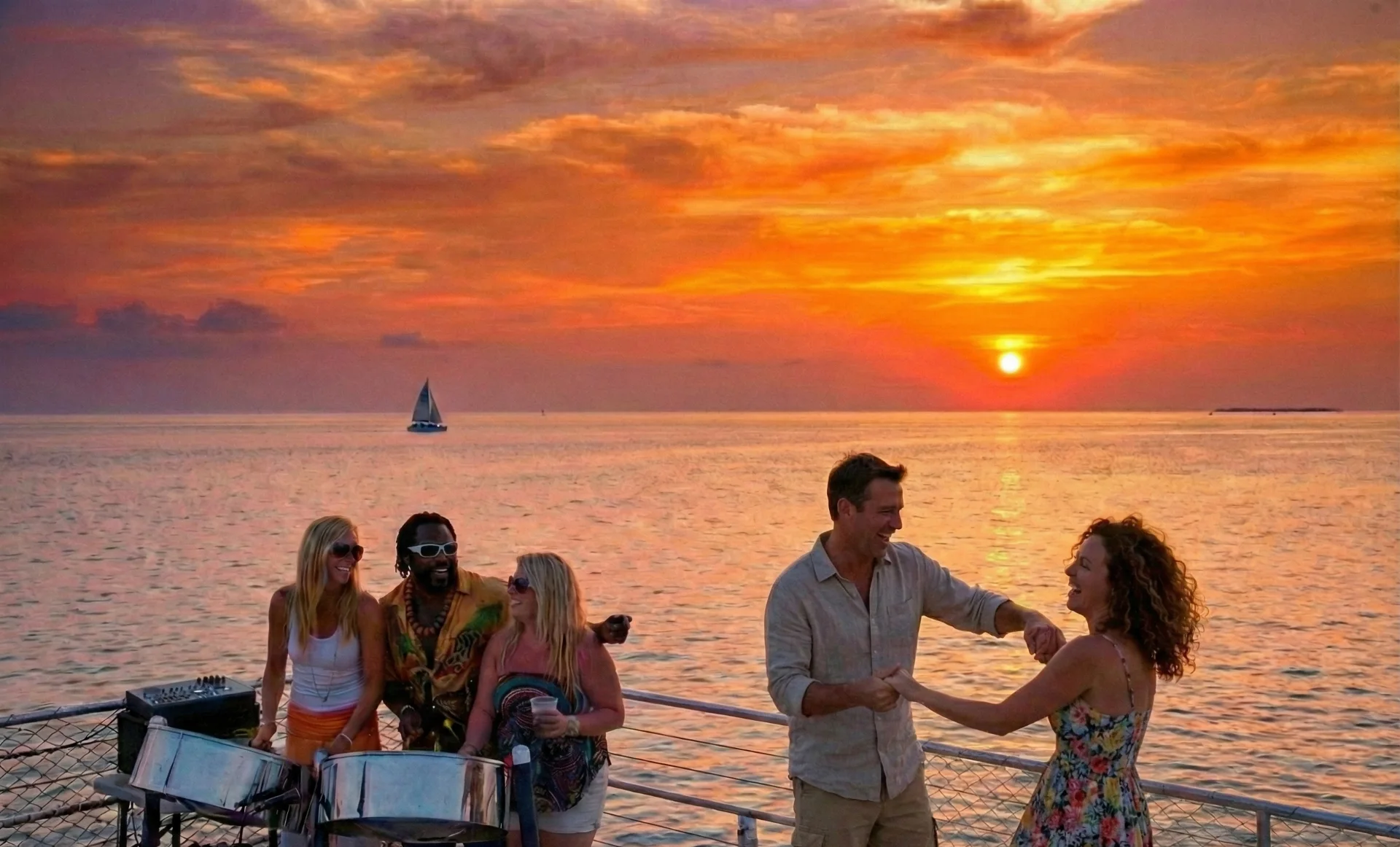 Guests relaxing on a Key West sunset cruise